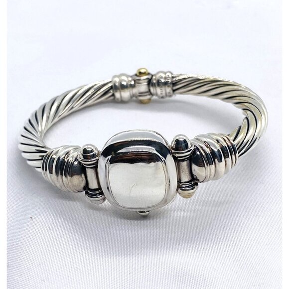 David Yurman Hinge Watch Case Bangle Bracelet 925 585 14k 6.5" - Picture 1 of 9